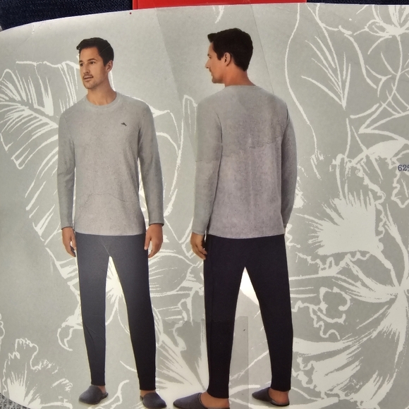 Tommy Bahama Men’s 2-Piece Relaxed Fit Lounge Set Gray & Blue Comfort Pajamas M - Picture 3 of 6